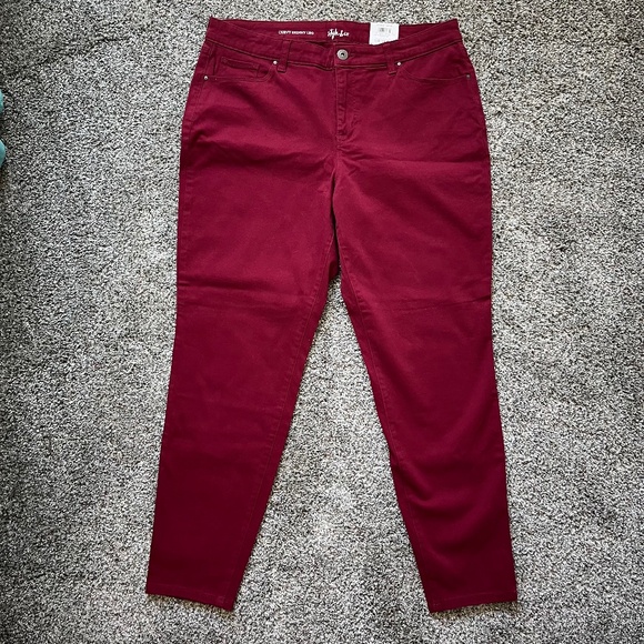 Style & Co Curvy Fit Skinny Jeans, Dark Red, Size 16, New with Tags - Picture 1 of 16
